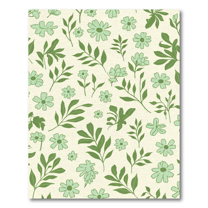 Green Leafy Floral Whimsical Scatter Rug