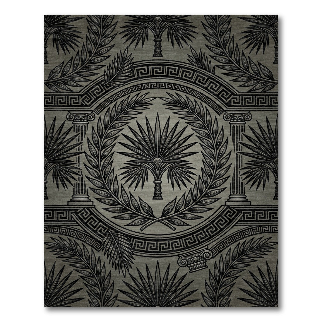Monochromatic Greek Key Laurel Swirls Rug