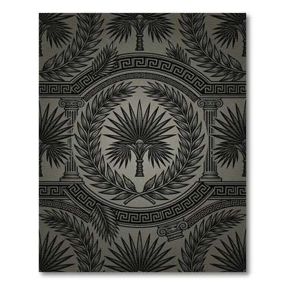 Monochromatic Greek Key Laurel Swirls Rug