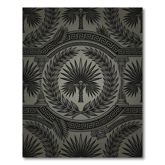 Monochromatic Greek Key Laurel Swirls Rug