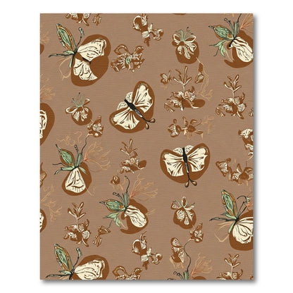 Earthy Brown Butterfly Garden Arrangement Rug