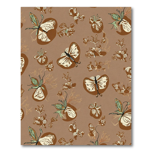 Earthy Brown Butterfly Garden Arrangement Rug