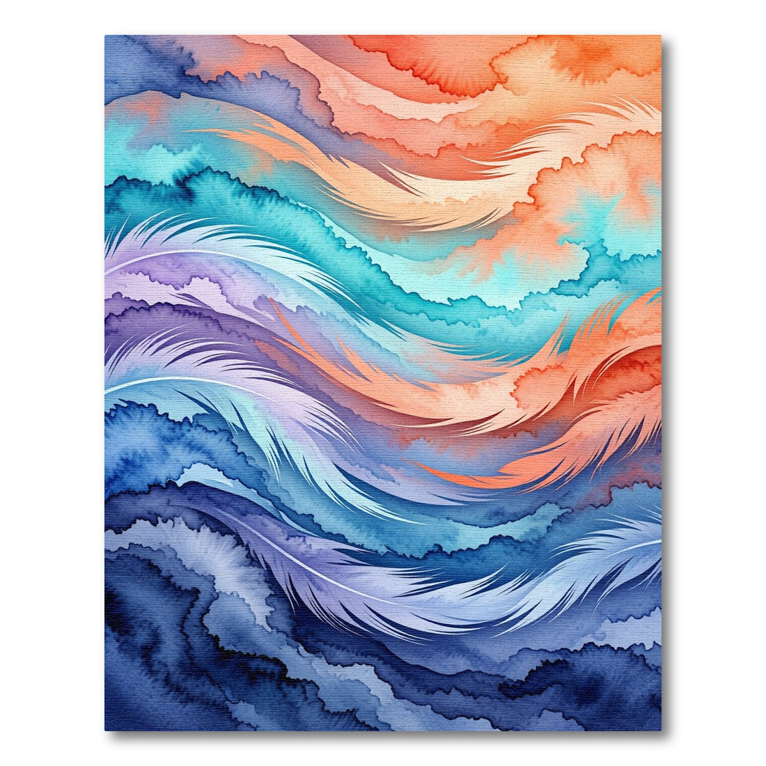 Watercolor Gradient Feather Abstract Wave Rug