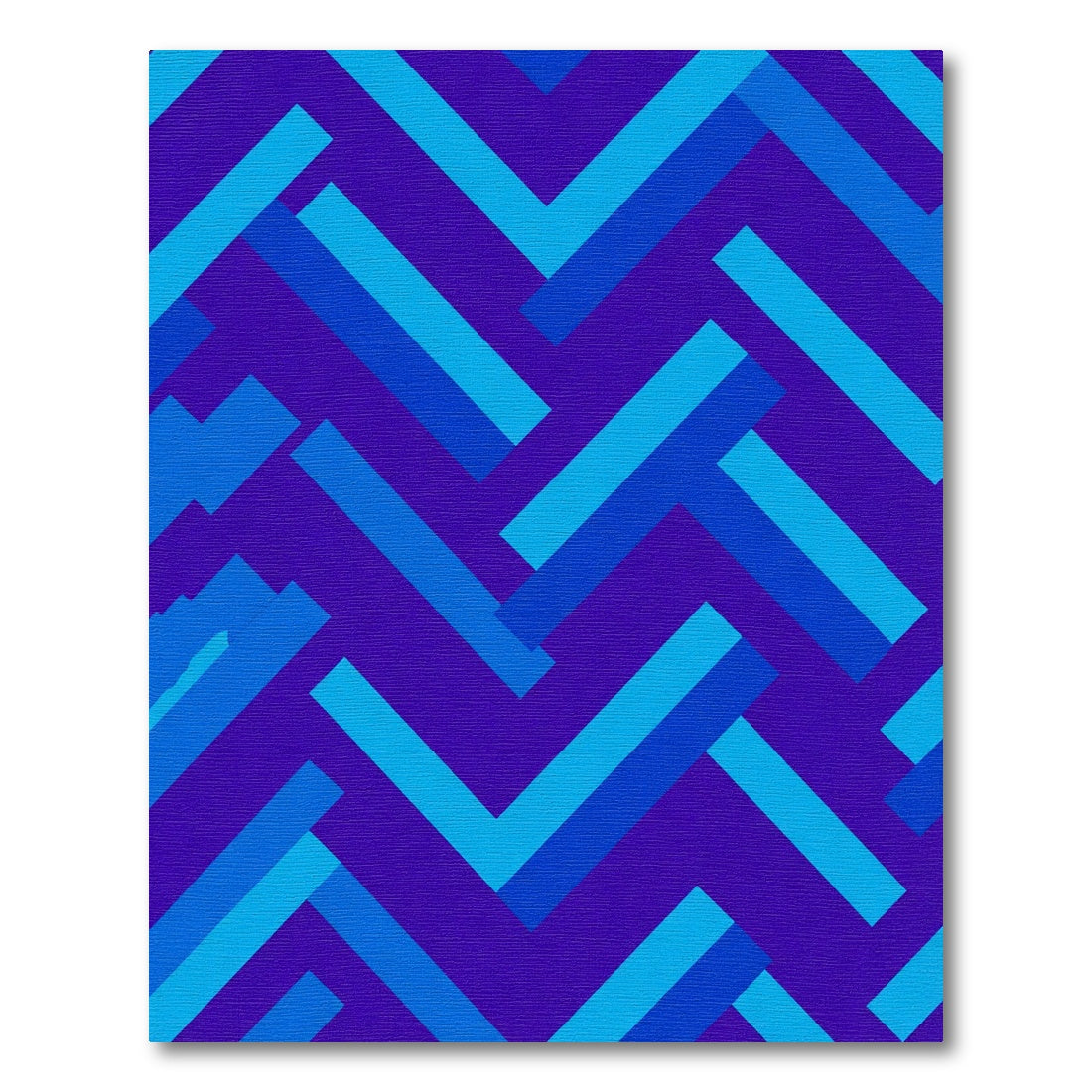 Deep Blue Geometric Herringbone Rug