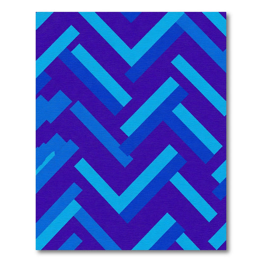 Deep Blue Geometric Herringbone Rug