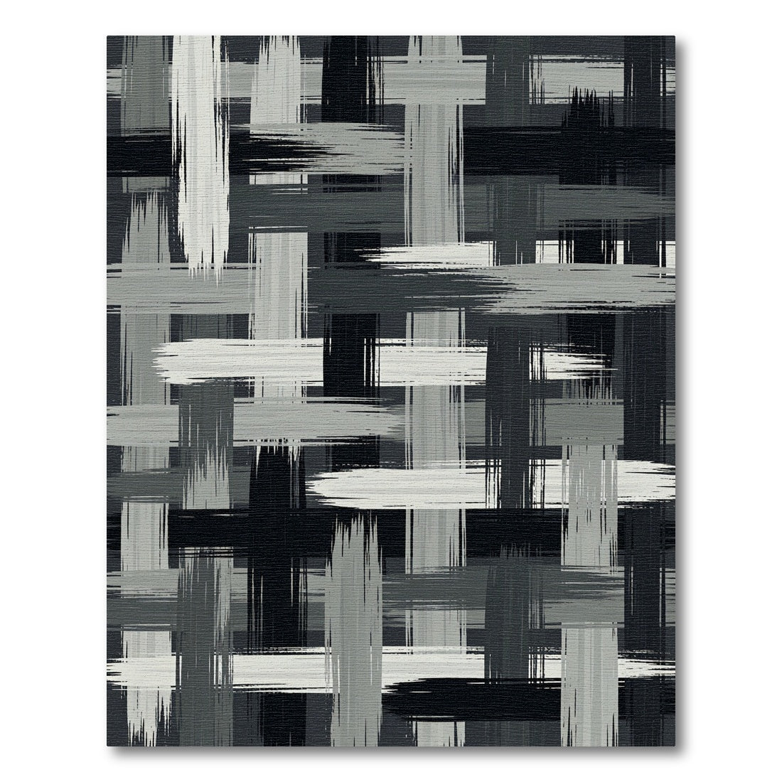 Textured Gray and Black Crosshatch Rug