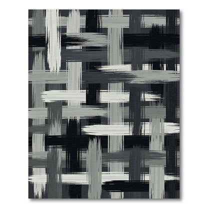 Textured Gray and Black Crosshatch Rug