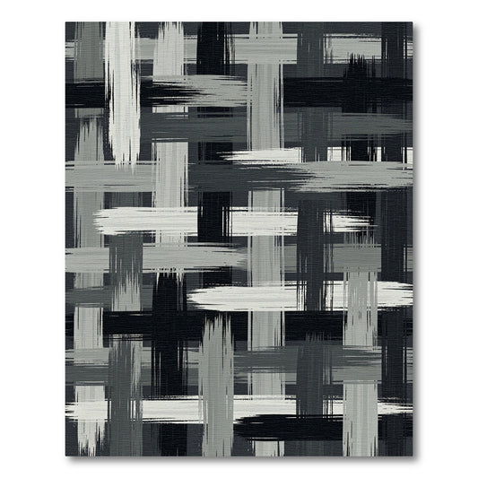 Textured Gray and Black Crosshatch Rug