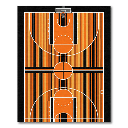 Modern Basketball Court Orange Black Striped Area Rug