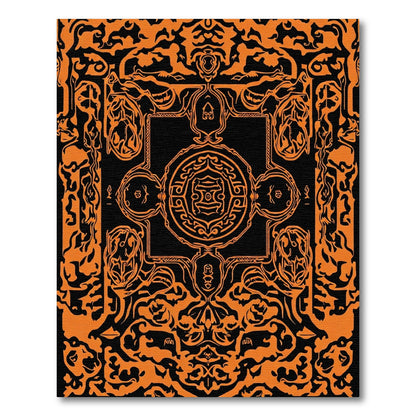 Orange Black Ornate Mandala Rug