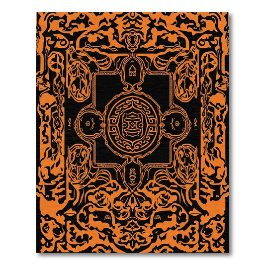 Orange Black Ornate Mandala Rug