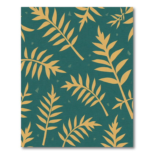Teal Yellow Fern Leaf Collection Rug