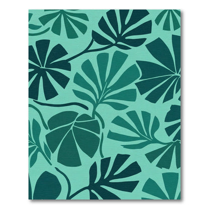 Teal Tropical Palm Leaf Repeat Rug