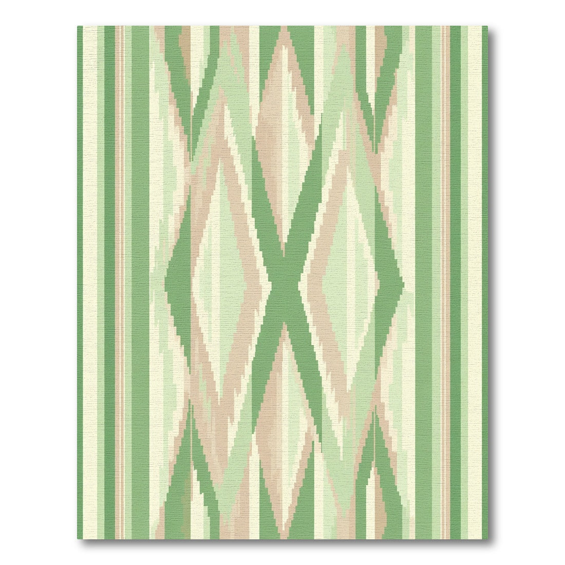 Green Tan Diamond Ikat Stripe Rug