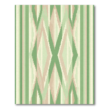 Green Tan Diamond Ikat Stripe Rug