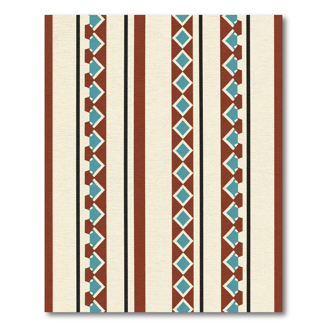 Terracotta Teal Diamond Stripe Rug