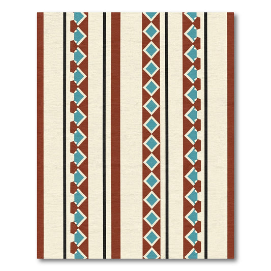 Terracotta Teal Diamond Stripe Rug