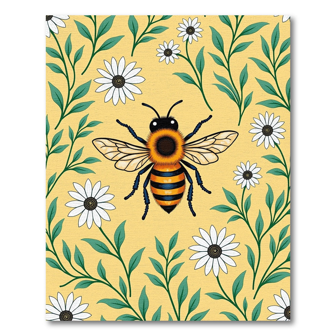 Golden Yellow Bee Daisy Garden Rug