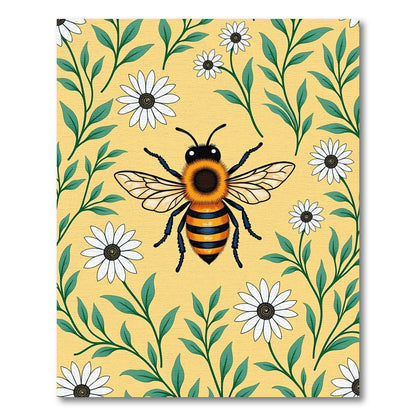 Golden Yellow Bee Daisy Garden Rug