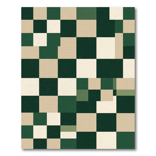 Mid Century Modern Checkered Squares Rug