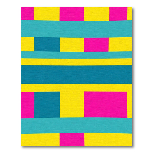 Bold Geometric Stripes Yellow Teal Pink Rug