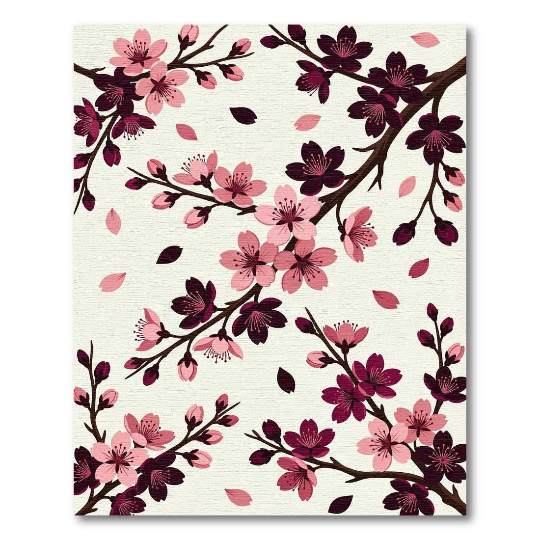 Blush and Deep Plum Cherry Blossom Rug
