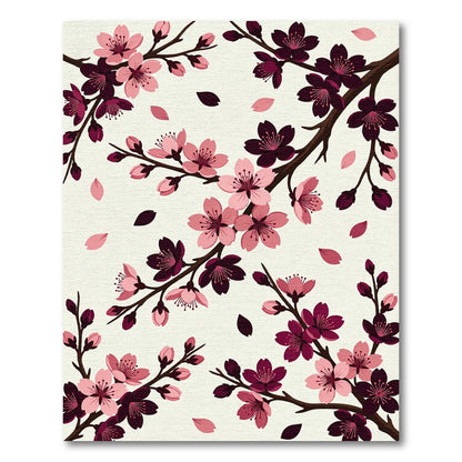 Blush and Deep Plum Cherry Blossom Rug