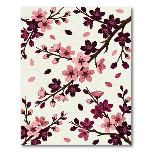 Blush and Deep Plum Cherry Blossom Rug