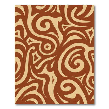 Brown Cream Swirling Tribal Elements Rug