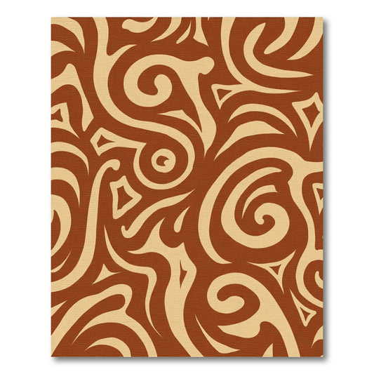 Brown Cream Swirling Tribal Elements Rug