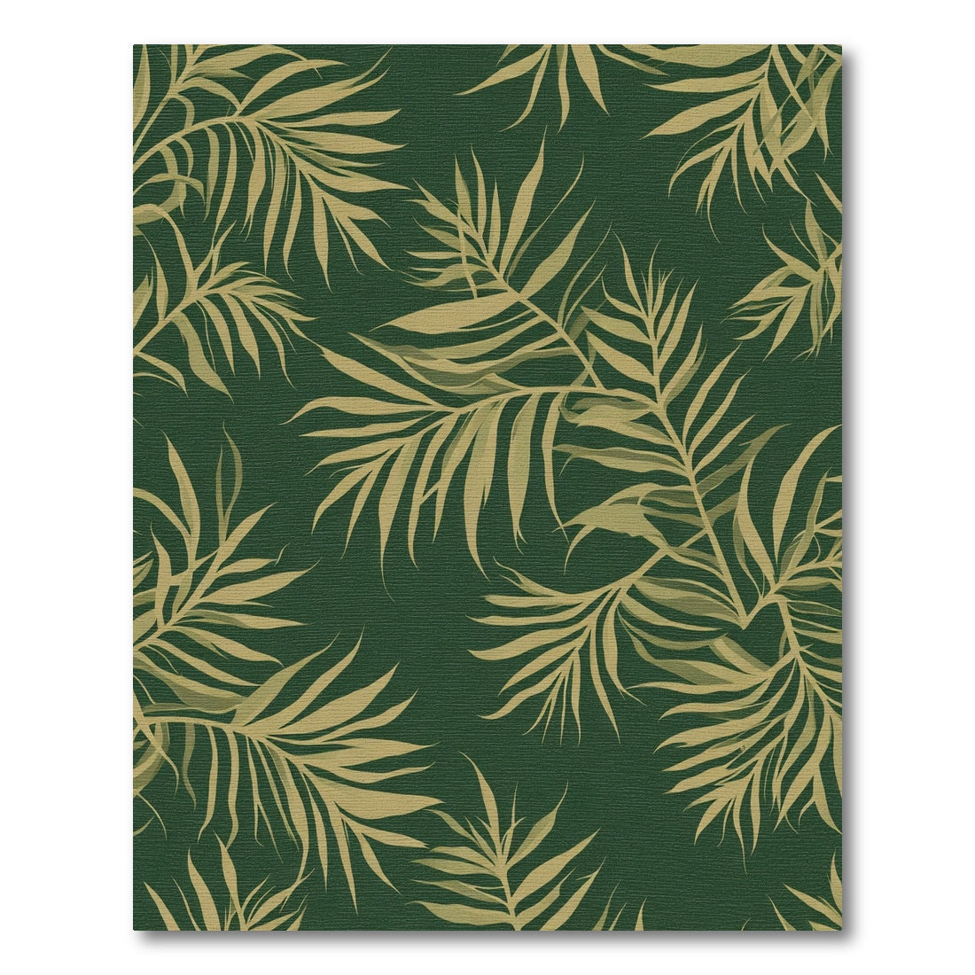 Golden fronds against deep forest green. Rug