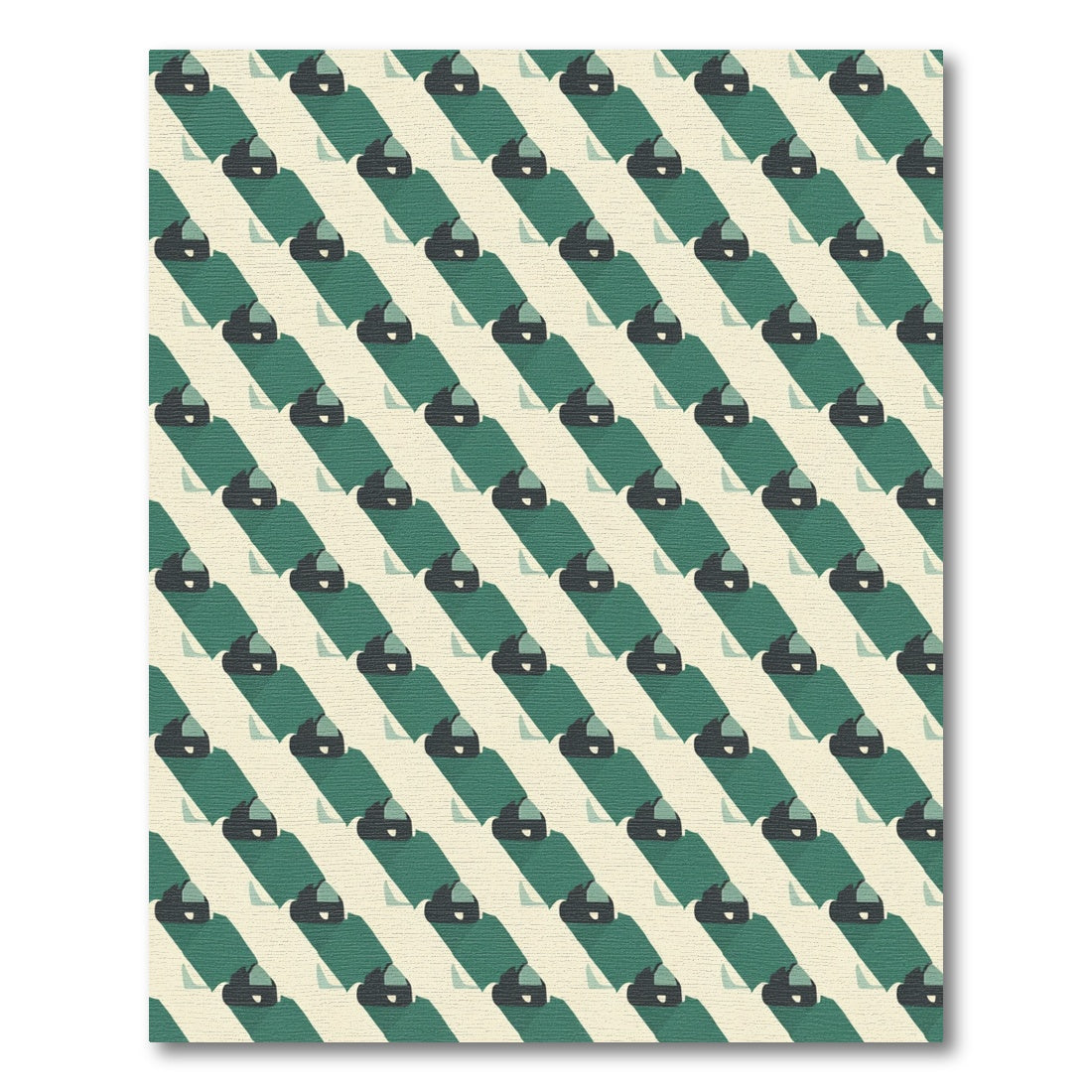 Abstract Emerald And Cream Diagonal Stripe Rug