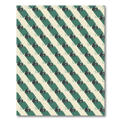 Abstract Emerald And Cream Diagonal Stripe Rug