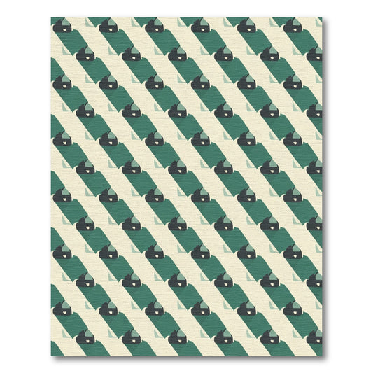 Abstract Emerald And Cream Diagonal Stripe Rug