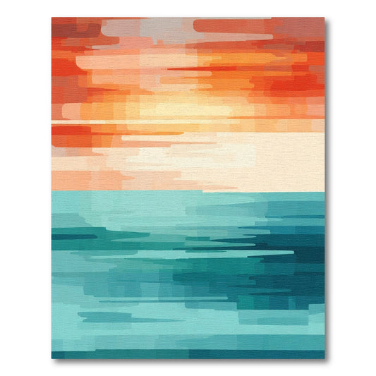 Sunset Ocean Horizon Lines Rug