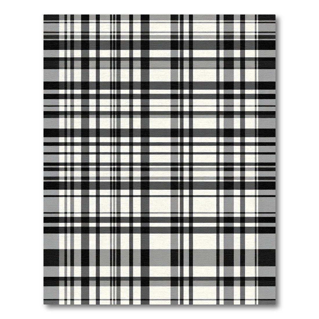 Classic Black White Plaid Lines Rug