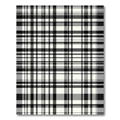 Classic Black White Plaid Lines Rug