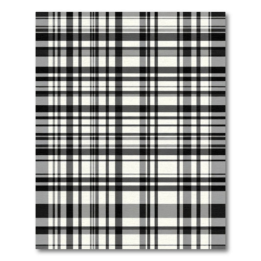 Classic Black White Plaid Lines Rug