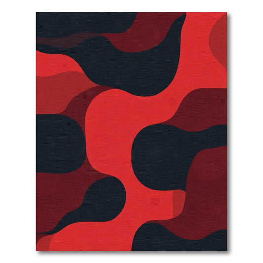 Crimson Abstract Flowing Shapes Rug