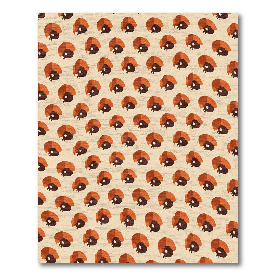 Cream Orange Abstract Petal Arrangement Rug