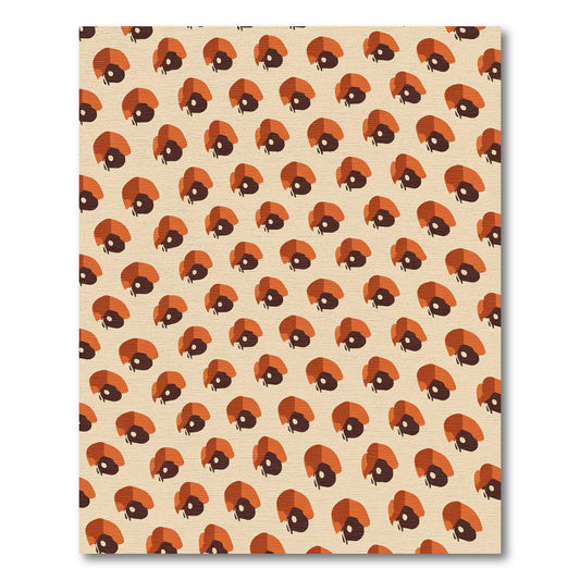 Cream Orange Abstract Petal Arrangement Rug