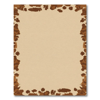 Brown Abstract Wood Grain Border Rug