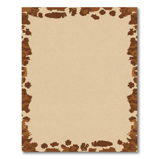 Brown Abstract Wood Grain Border Rug