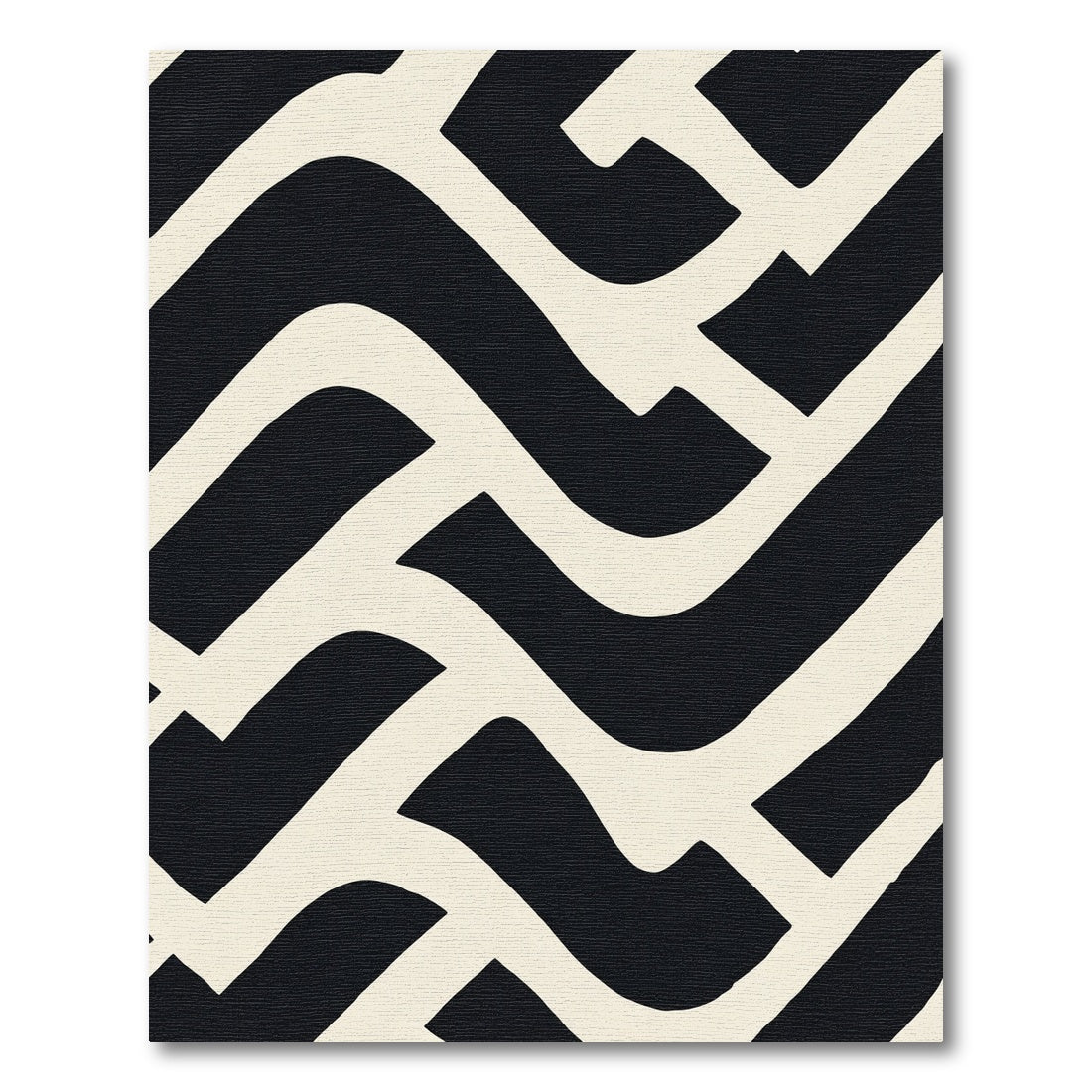 Graphic Black White Interlocking Curves Rug
