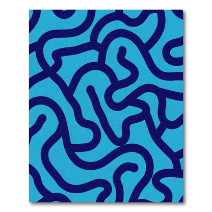 Deep Blue Abstract Organic Swirl Rug