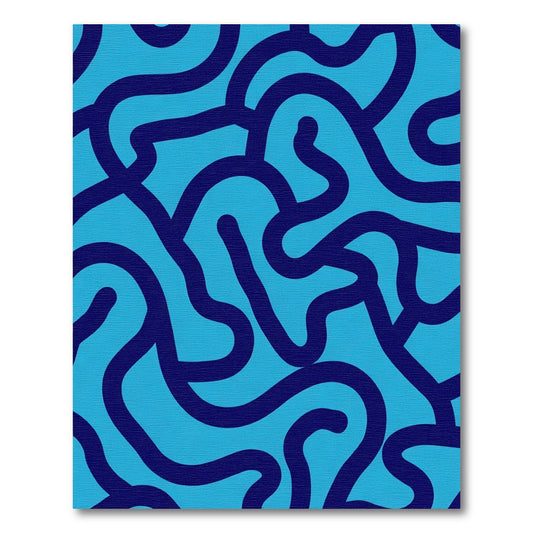 Deep Blue Abstract Organic Swirl Rug