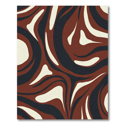Crimson Navy Swirl Organic Composition Rug