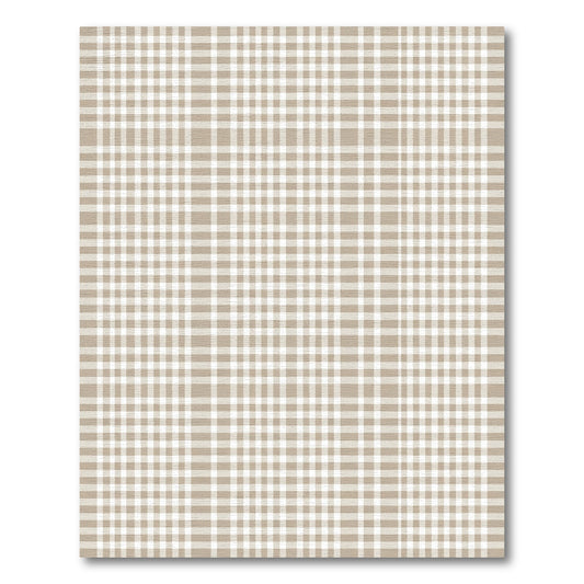 Classic Beige White Checkered Plaid Rug