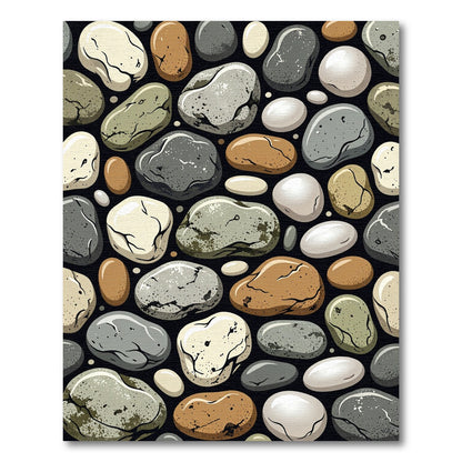 Natural Stone Smooth Pebbles Scattered Rug