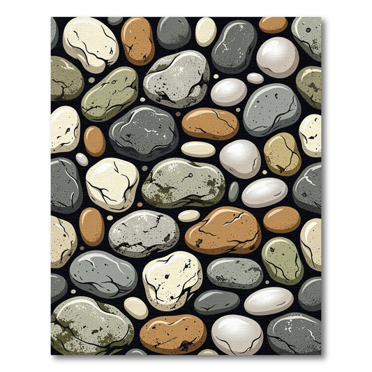 Natural Stone Smooth Pebbles Scattered Rug